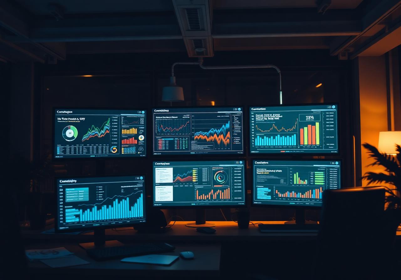 Dashboard de analytics em estúdio da MTK Company